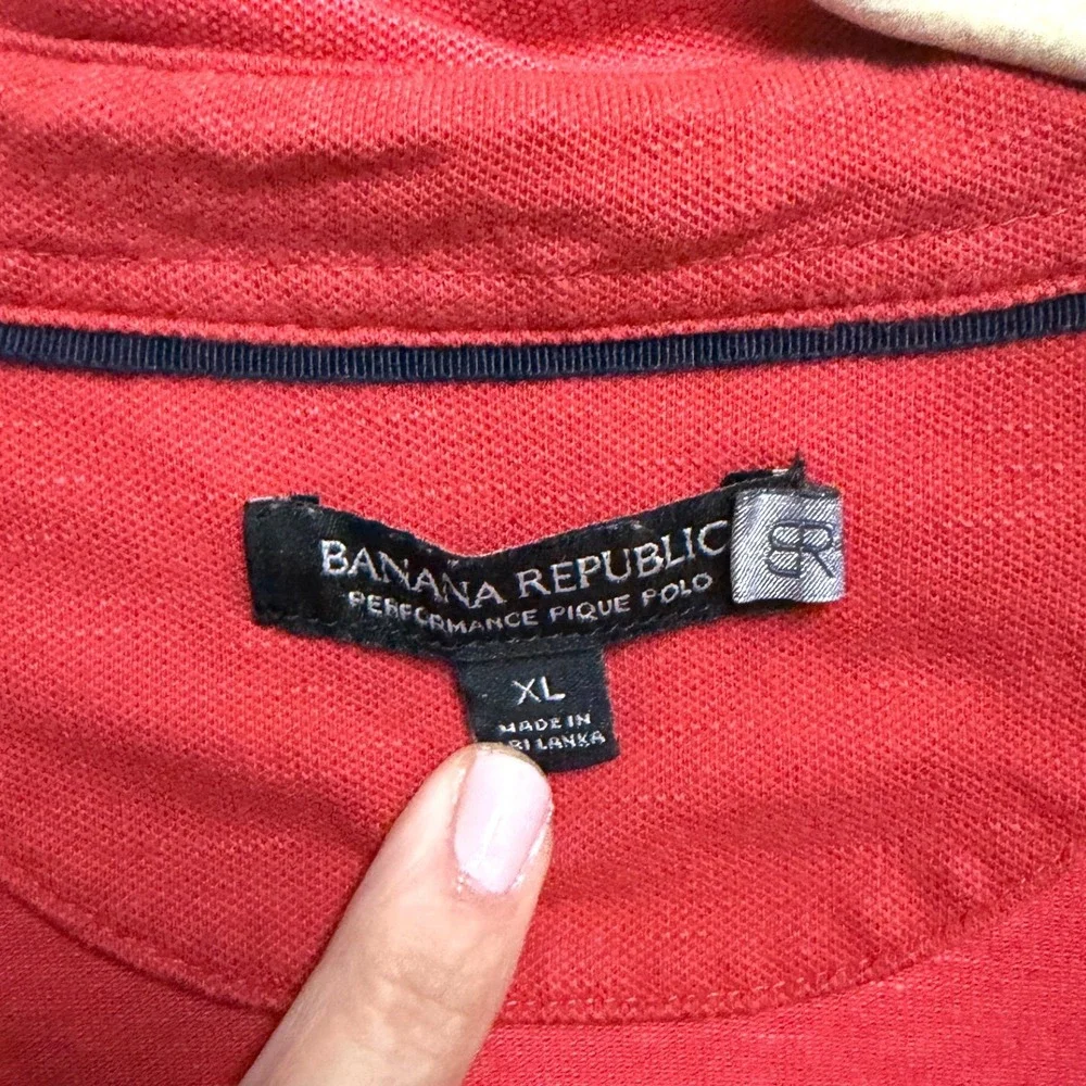Banana Republic Performance Pique Polo Slub Red Polo Shirt Pocket Stretch XL